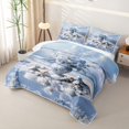 thumbnail image 3 of spefrowx Blue Floral Vase Quilt Full for Girls Boys, Seabird Coral Shell Full Bedspread Sets, 3 Pieces, 3 of 7