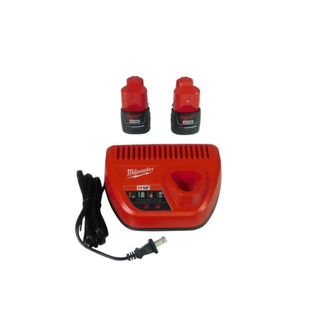 

Milwaukee (2) 48-11-2401 M12 12V 2.0 Ah Batteries with 48-59-2401 Battery Charger