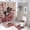 style-242, variant on 4 Piece Bathroom Rug Set with Shower Curtain with Rugs Include Waterproof Shower Curtain Non-Slip Rug Toilet Lid Cover Bath Mat Jar with Fresh Roses And Butterflies Pink Blooming Romantic Roses