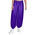thumbnail image 3 of YiZYiF Kids Girls Belly Dance Satin Harem Pants Arab Bloomers Solid Casual Baggy Trousers Athletic Purple 8, 3 of 4