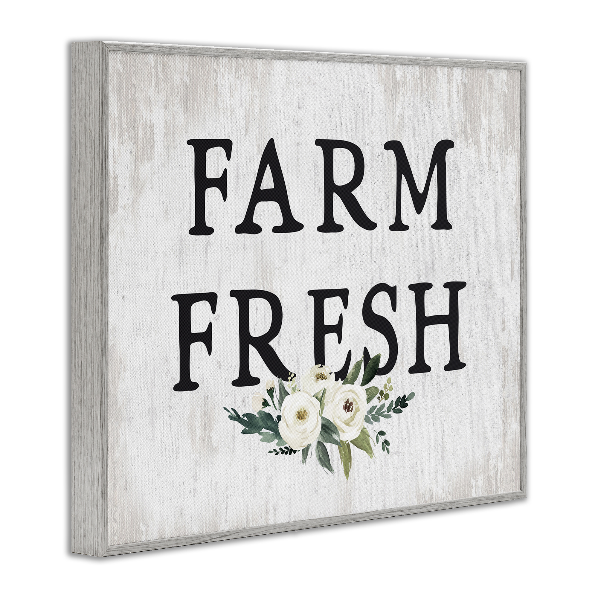 Stupell Industries Farm Fresh with Roses Botanical & Floral Painting Gray Framed Art Print Wall Art, 30 x 24
