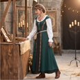 thumbnail image 5 of Renaissance Costume Women, Victorian Dress, Renaissance Dress Women, Renaissance Dress Women Medieval Costume Court Dress Victorian Regency Queen Princess Peasant Dress-Dress+Vest, Dark Green XXL, 5 of 5