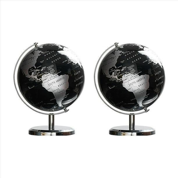 2X Globo Terraqueo Globo de Mapa de Constelación para Adornos de Escritorio de Mesa En Casa Accesorios de Decoración del Hogar de Oficina de Regalo (Negro)
