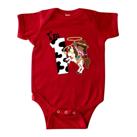 

Inktastic I m One-cowgirl riding horse birthday Gift Baby Girl Bodysuit
