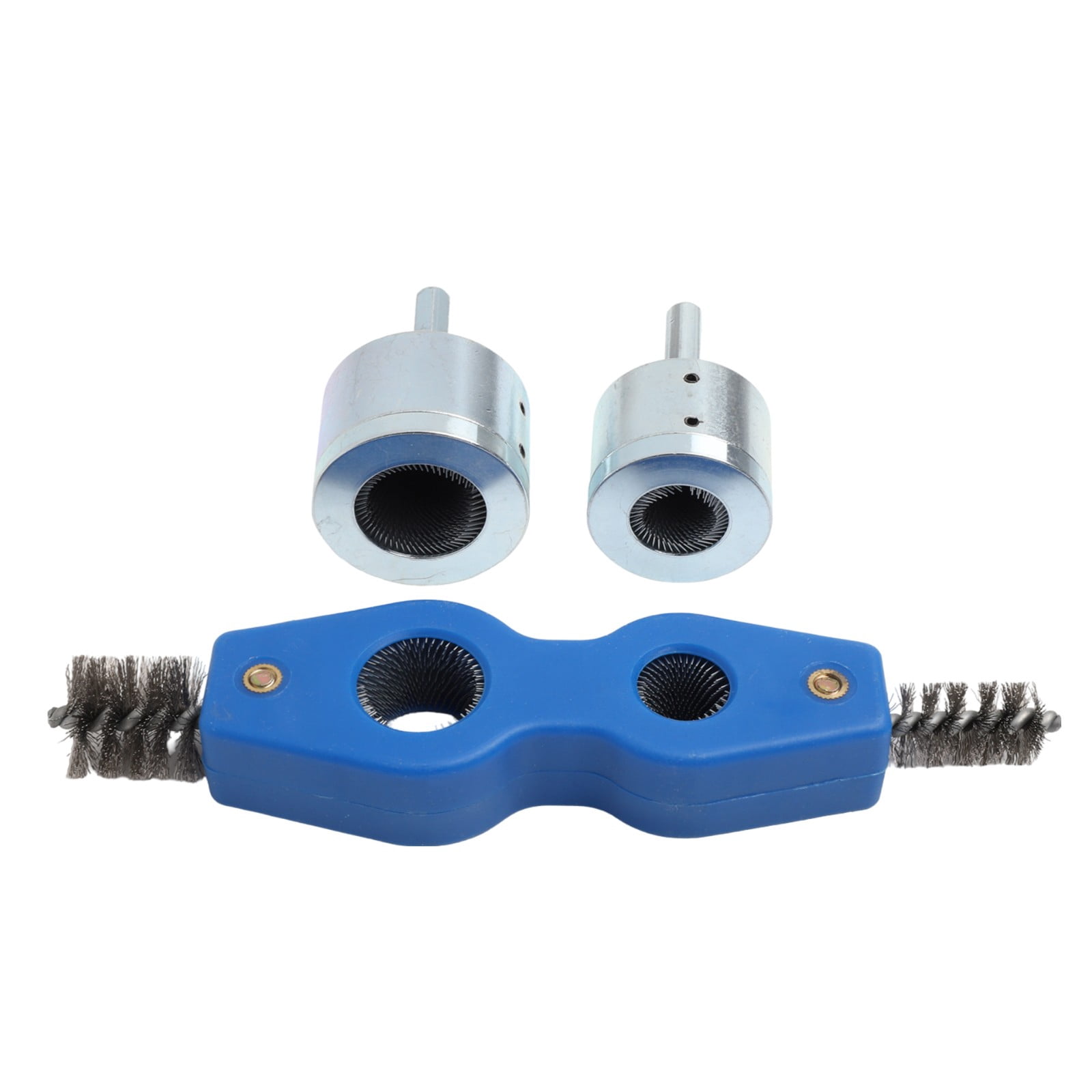 Wuweikeji Copper Pipe Cleaner with 4in1 Battery Brush Dual Head for Drill 15+22mm Plumbing Cleaning Metal Tube Battery Brush Accessories