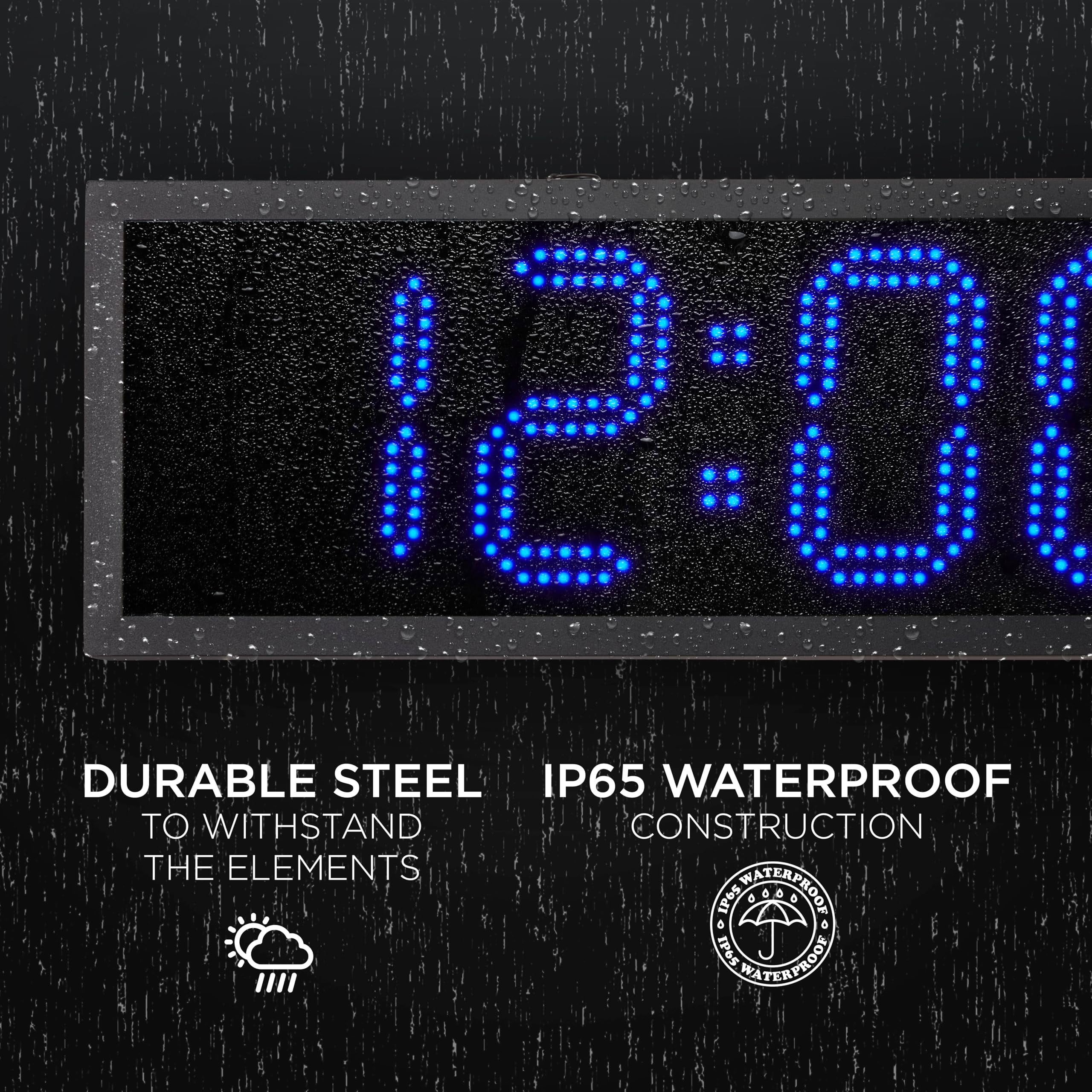 Ivation 48" Waterproof Large Digital Clock, Outdoor Large LED Clock with Stopwatch, Alarms  - Blue