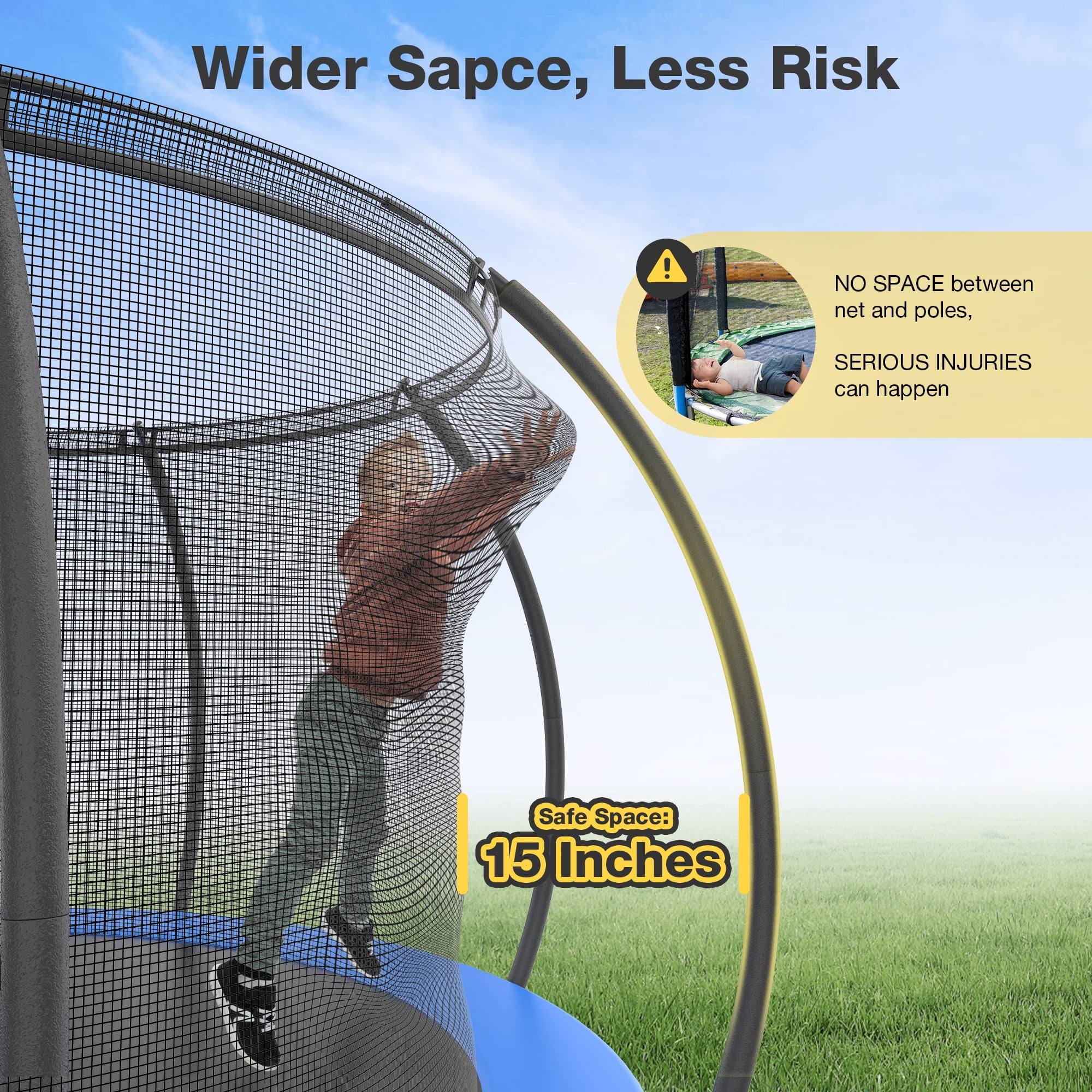 FUNTOK Trampoline 10FT 12FT 14FT Trampoline with Enclosure Net for Kids Adults, 600 LBS New Upgraded Recreational Backyard Trampolines with Waterproof Jump Mat Ladder for 3 Person