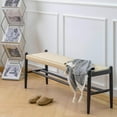 Solid Wood Entryway Bench with Shoe Storage Rustic Oak Wood and Design