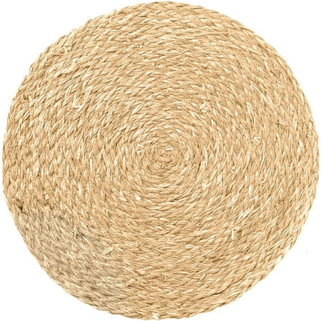 

HOVTOIL Placemat Corn Water Grass Handmade Weave Round Coaster Pad Mat Heat Insulation Placemat
