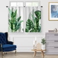 thumbnail image 2 of Tropical Leaves Kitchen Curtains - Banana Trees Watercolored Short Cafe Curtains for Bathroom Living Room Decor Tier Curtains Farmhouse Rustic Rod Pocket Window Drapes 36 Inches Length 2 Panel Set, 2 of 5