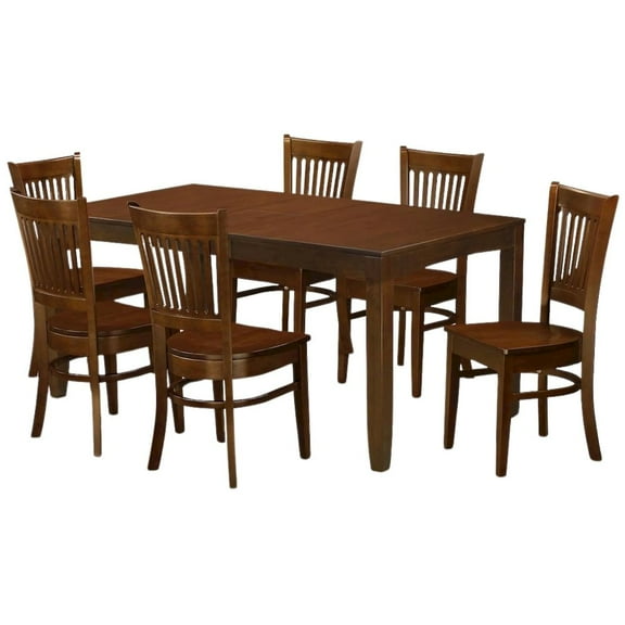 FurniFact Espresso Kitchen Table and Chairs Set, 7 Pc Dining Table Set for 6