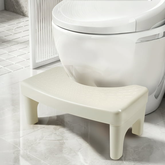 Toilet Stool Squat Adult,BUSATIA 6.7" Step Stool,Poop Stool Adult, Squatting Toilet Stool for Pooping,Pooping Stool for Bathroom,Toilet Step Stool Foot Stool,Non-Slip Potty Stool,Off White