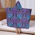 thumbnail image 5 of Purple and Blue Damask Pattern Hooded Bath Towel，50"x30" for Ages 3 To 12 Kids, Quick Dry Lightweight Soft Microfiber Hood Beach Towel Cover Up for Kids, 5 of 7