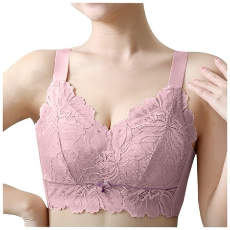 VMESZQFG Women s Wirefree Seamless Bras Front Closure Bra Lace Bras For Women No Underwire Seamless Bralettes For Women Wireless Bra Soft Support Everyday T Shirt Bras Black