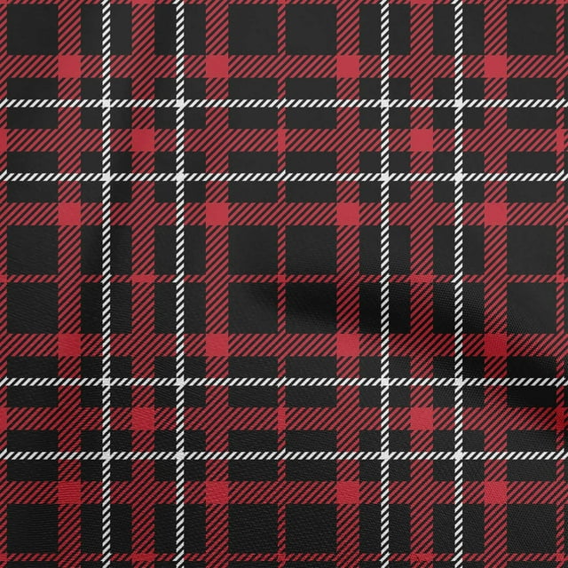 oneOone Cotton Cambric Red Fabric Tartan Sewing Craft Projects Fabric Prints By Yard 56 Inch Wide