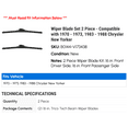 thumbnail image 2 of Wiper Blade Set 2 Piece - Compatible with 1970 - 1973, 1983 - 1988 Chrysler New Yorker 1971 1972 1984 1985 1986 1987, 2 of 2