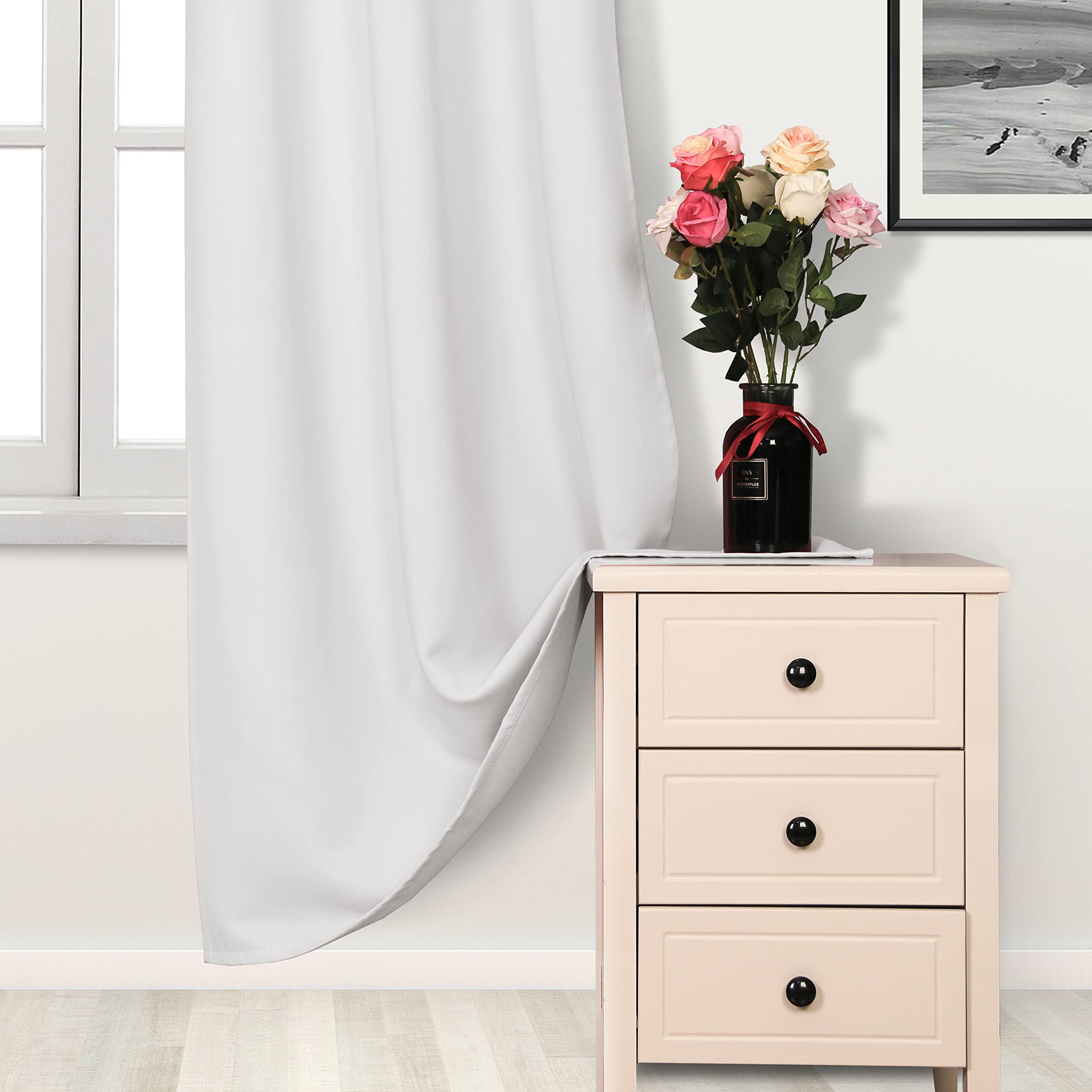 DWCN Cream Blackout Curtains 84 Inches Long for Living Room Thermal Insulated Light & Heat Blocking Full Room Darkening Noise Reducing Grommet 2 Panels Curtain (Cream,52"W x 84"L)