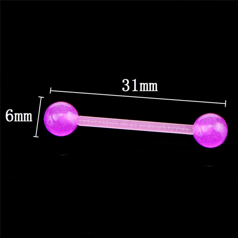 20PCS/Set Luminous Ball Flexible Barbell Stud Tongue Ring Bars Body Piercing HF