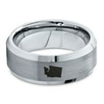 thumbnail image 2 of Tungsten Washington The Evergreen State Band Ring 8mm Men Women Comfort Fit Gray Step Bevel Edge Brushed Polished, 2 of 4