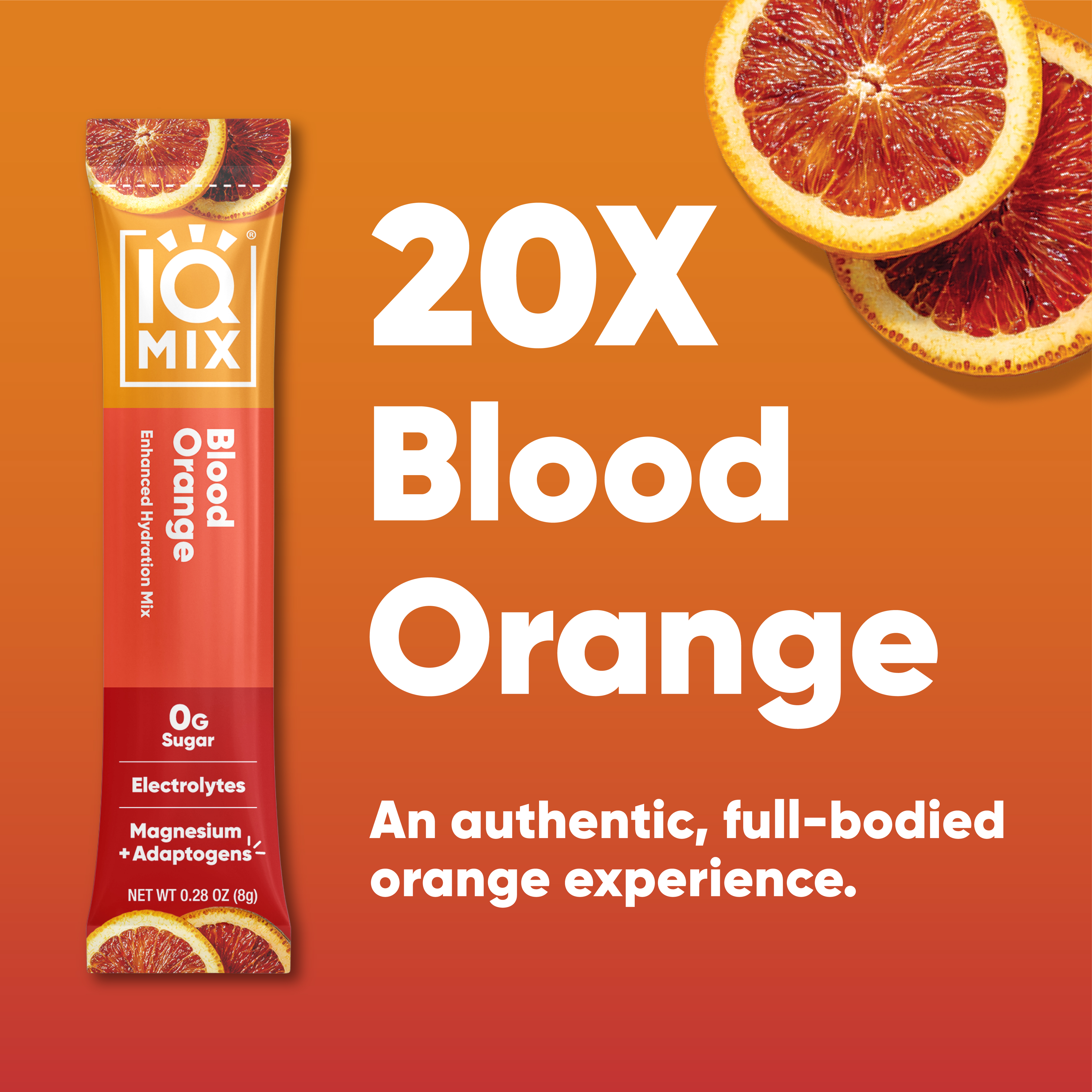 IQMIX Sugar Free Electrolyte Powder Packets - Keto Electrolytes with Lions Mane, Magnesium L-Threonate, Potassium Citrate - Blood Orange (20-Count)