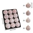 thumbnail image 3 of Vintage Christmas Ball Ornaments Set of 12, 8 cm Painted Embossed Baubles, Shaped Xmas Hanging Decorations for Tree and Wreath - Pink and White, 3 of 6