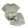 thumbnail image 4 of Toddler Girls Clothes Summer Outfit Sets Kids Outfits Sleeve Girls Summer Set 1 To 6 Years Short Toddler Tops Shirt Cartoon Short Sleeved Shorts Suit Summer Set Gibobby(1-2 Years,Light Green), 4 of 8
