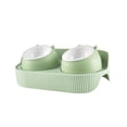 thumbnail image 3 of Comederos elevados para gatos, para interiores, inclinados y elevados, para el cuello Verde, 3 of 9