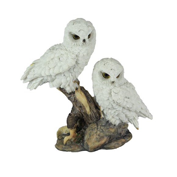 Owl Be There For You Snowy White Owl Couple Decorative Tabletop Statue