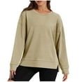 thumbnail image 2 of Xcmzpl Women's Sweatshirts Casual Solid Color Crewneck Sweatshirt Trendy Pullover Tops Dressy Casual Long Sleeve Blouses Fall Fashion, 2 of 7