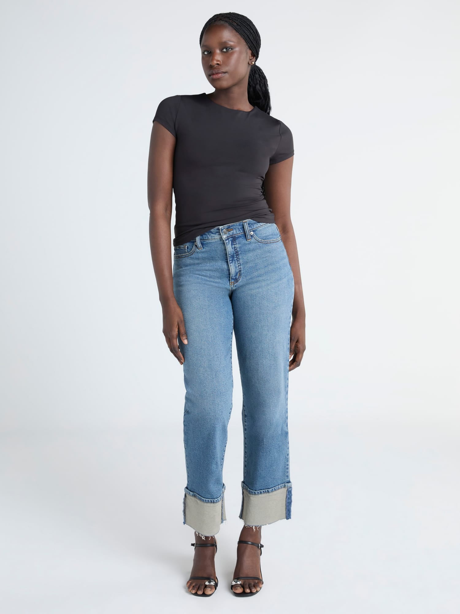 Scoop Women's and Women's Plus Benton Cuffed Ankle Jeans, 25", 27", and 29" Inseams, Sizes 0-26W