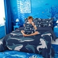 thumbnail image 4 of meiyoeat Sea Animal Shark 7Pcs Queen Bedding For Boys,Ocean Wildlife Print Bedding Comforter Set Queen For Kids,Navy Blue Reversible, 4 of 7