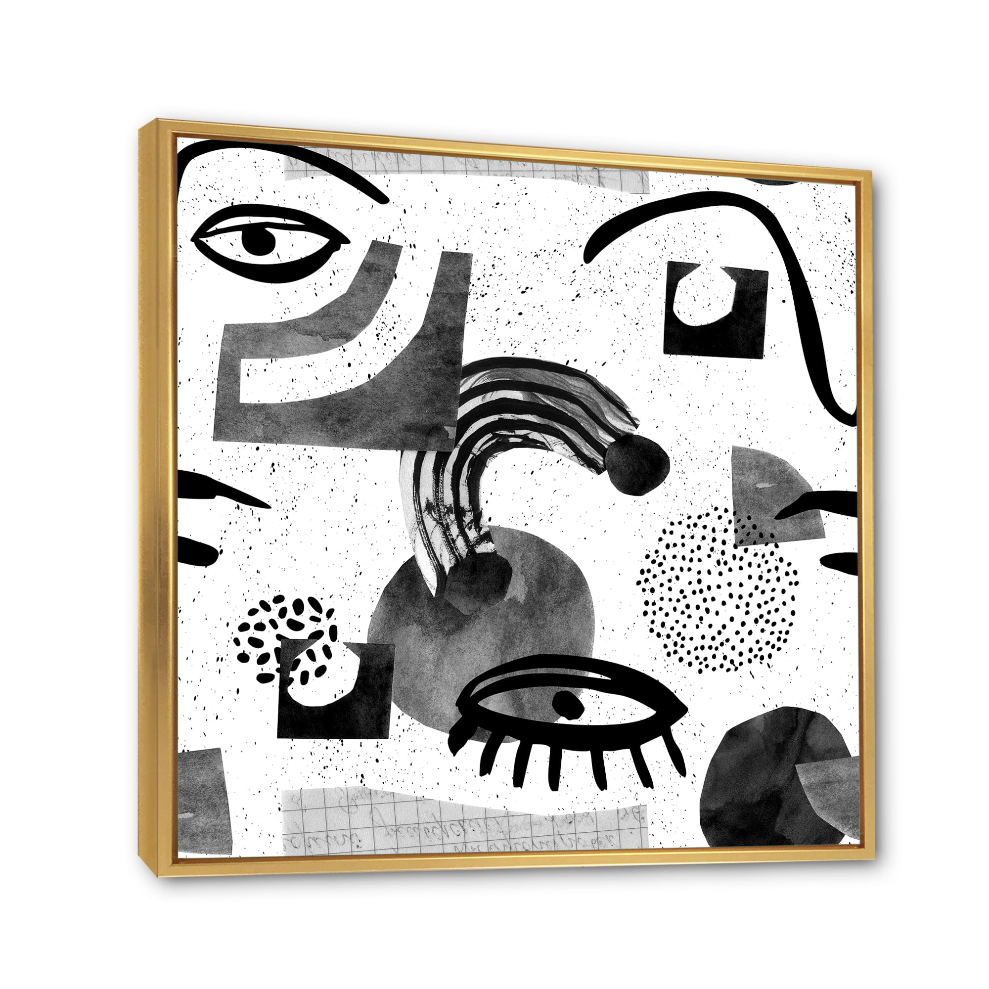 Designart 'Collage of Eyes And Doodles In Contemporary Style II' Modern Framed Canvas Wall Art Print