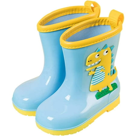 Kids Dinosaur Rain Boots Boys Girls Wellington Boots Non-Slip Cozy Unisex Children Wellies Rubber Rain Shoes