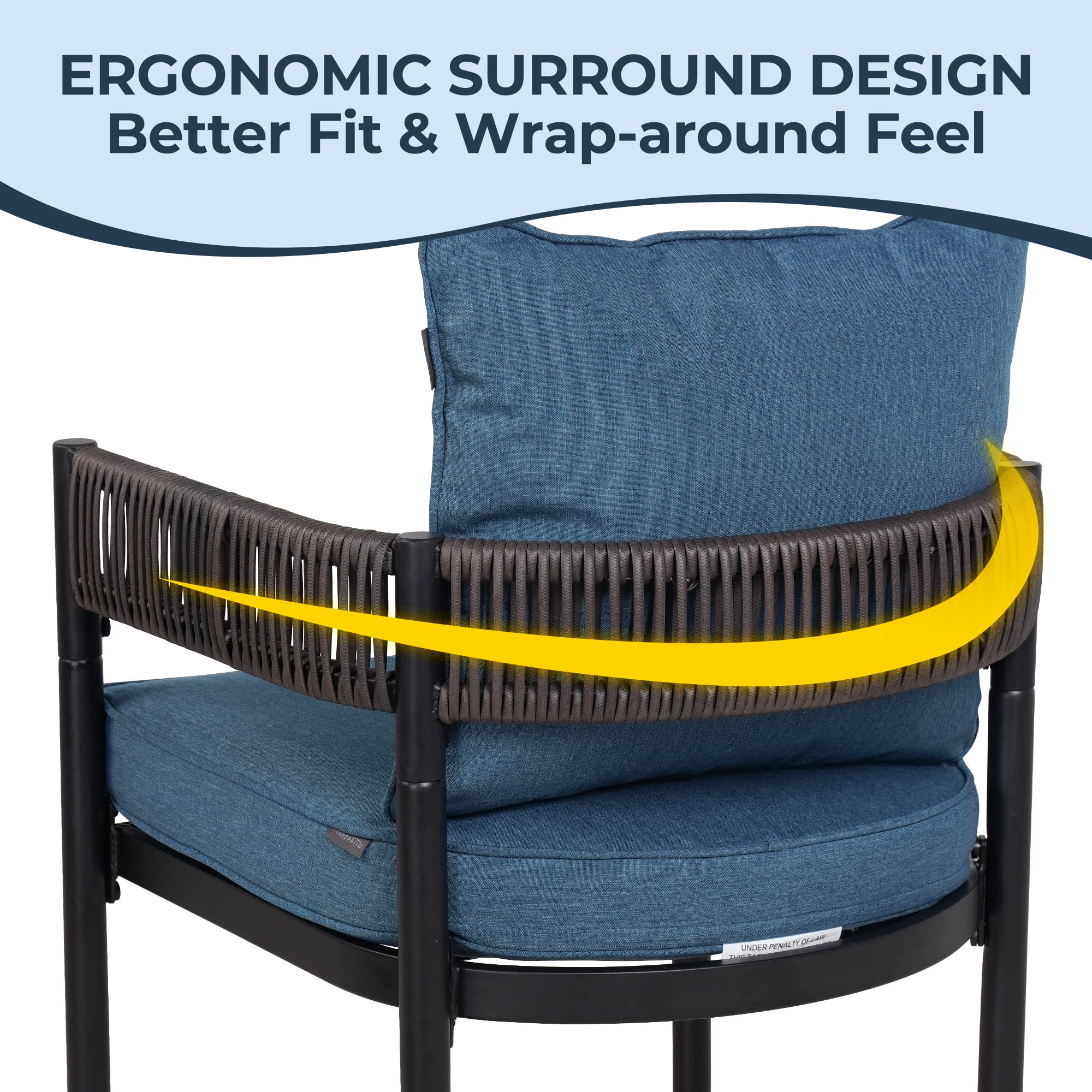 GRANDPATIO Steel Outdoor Dining Side Chairs - Set of 4, Blue Cushion