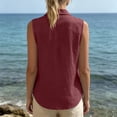 thumbnail image 7 of ZGRBOU Womens Sleeveless Button Down Shirts Summer Cotton Linen V Neck Blouses Solid Color Casual Work Tank Tops, 7 of 7