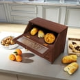 thumbnail image 5 of HLR Large Bread Box, Wood 2-layer Bread Box Storage for Kitchen Counter, with Bar Pattern Windows, Brown, 5 of 11