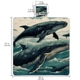 thumbnail image 2 of Whale Canvas Outdoor Picnic Mat Waterproof Foldable Portable Beach Blanket for Camping Hiking Travel - Blue/White Stripe Pattern, Large Size 79" x 59, 2 of 6