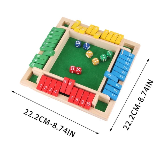 1-4 Players Shut The Box Dice Game, Traditional Wooden Pub Bar Board Game, Family Classics Tabletop Version Games for Classroom, Party or Pub (1PC, C)