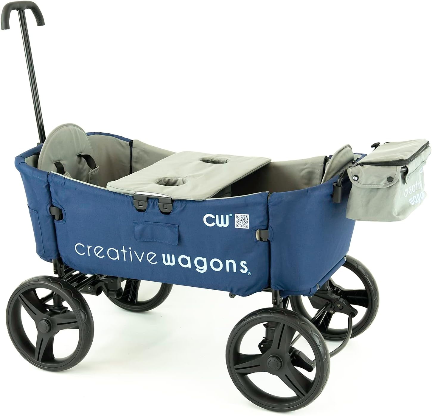 Creative Outdoor Stroller Wagon with Canopy for Kids Push Pull Folding Wagon, Blue