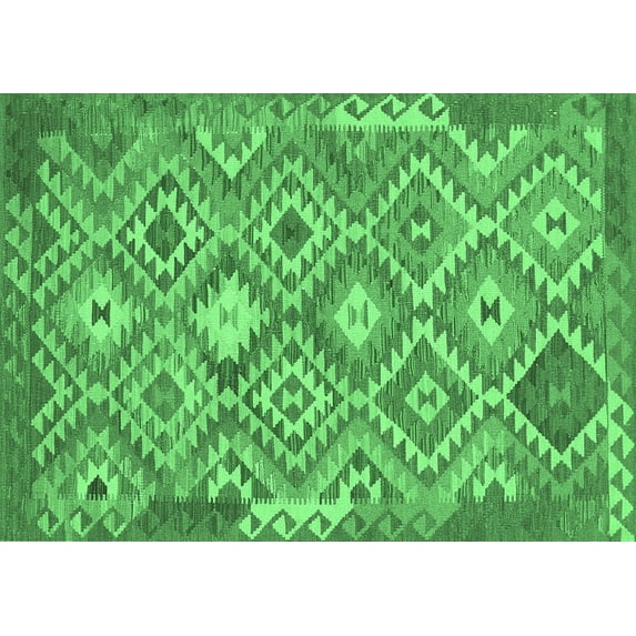 Ahgly Company Indoor Rectangle Southwestern Emerald Green Country Area Rugs, 7' x 10'