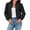 Black, variant on Long Sleeved Women Button Down Casual Crop Coat Bomber Jacket