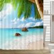 thumbnail image 3 of Cortina de ducha con motivo de playa tela impermeable antimoho incl. Anillos de cortina de ducha cortina de bañera lavable Xemadio LN-2388, 3 of 4