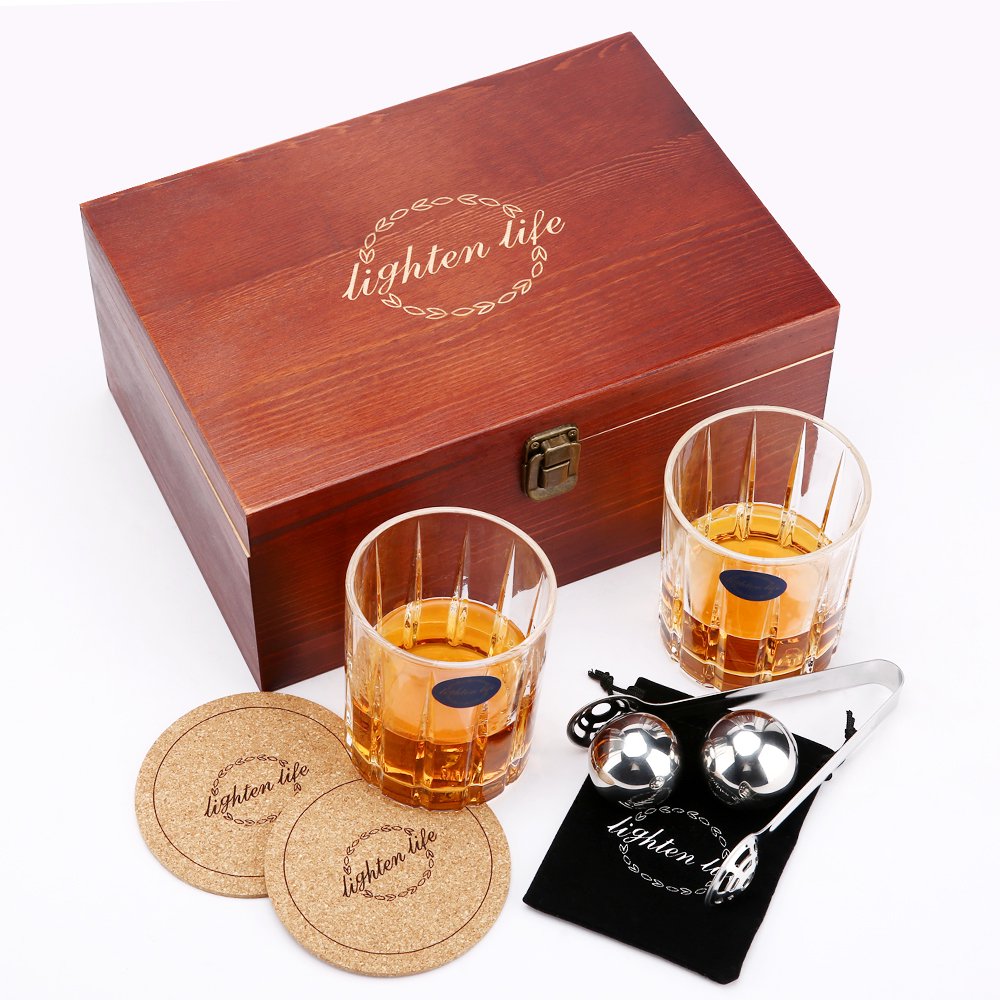 Whiskey Stone and Glass Set,Whiskey Stone Gift Set, 10oz Whiskey Glass