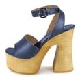 thumbnail image 2 of YDN Women's Open Toe Platform Sandals Wooden Block High Heels with Adjustable Ankle Buckle Strap Daily Casual Outfit Party Shoes Size 8 Blue, 2 of 4
