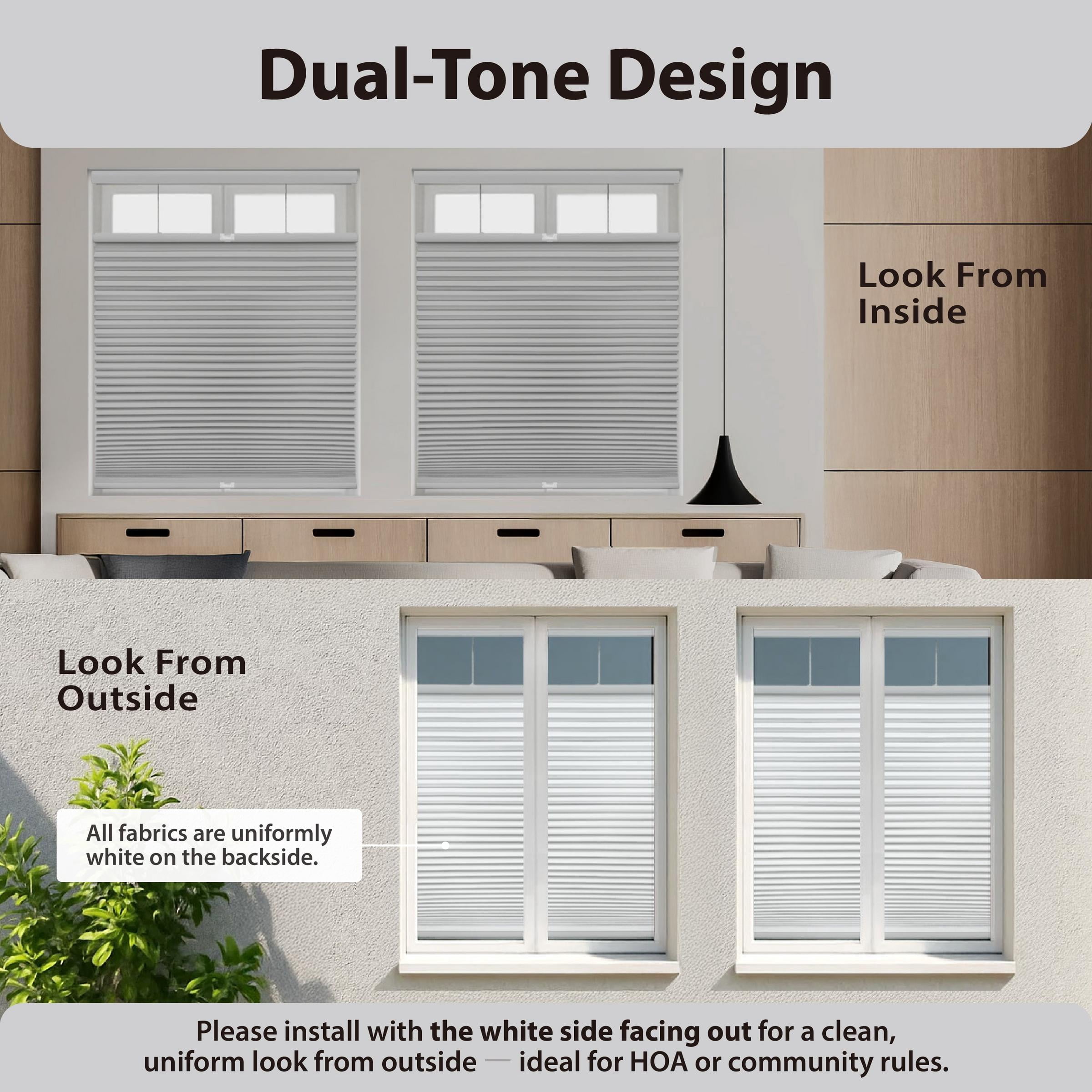 Regal Living Top Down Bottom Up Blackout Cordless Cellular Shade, Gray Cloud - 31" W x 84" L