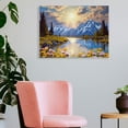 thumbnail image 3 of Chilfamy Flowers Mountain Range Wall Art Modern Canvas Prints Ready To Hang Home Decor 16x12in, 3 of 6