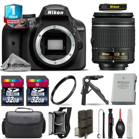 Nikon D3400 DSLR Camera + 18-55mm VR + 1yr Warranty + Canon Case + UV - 64GB