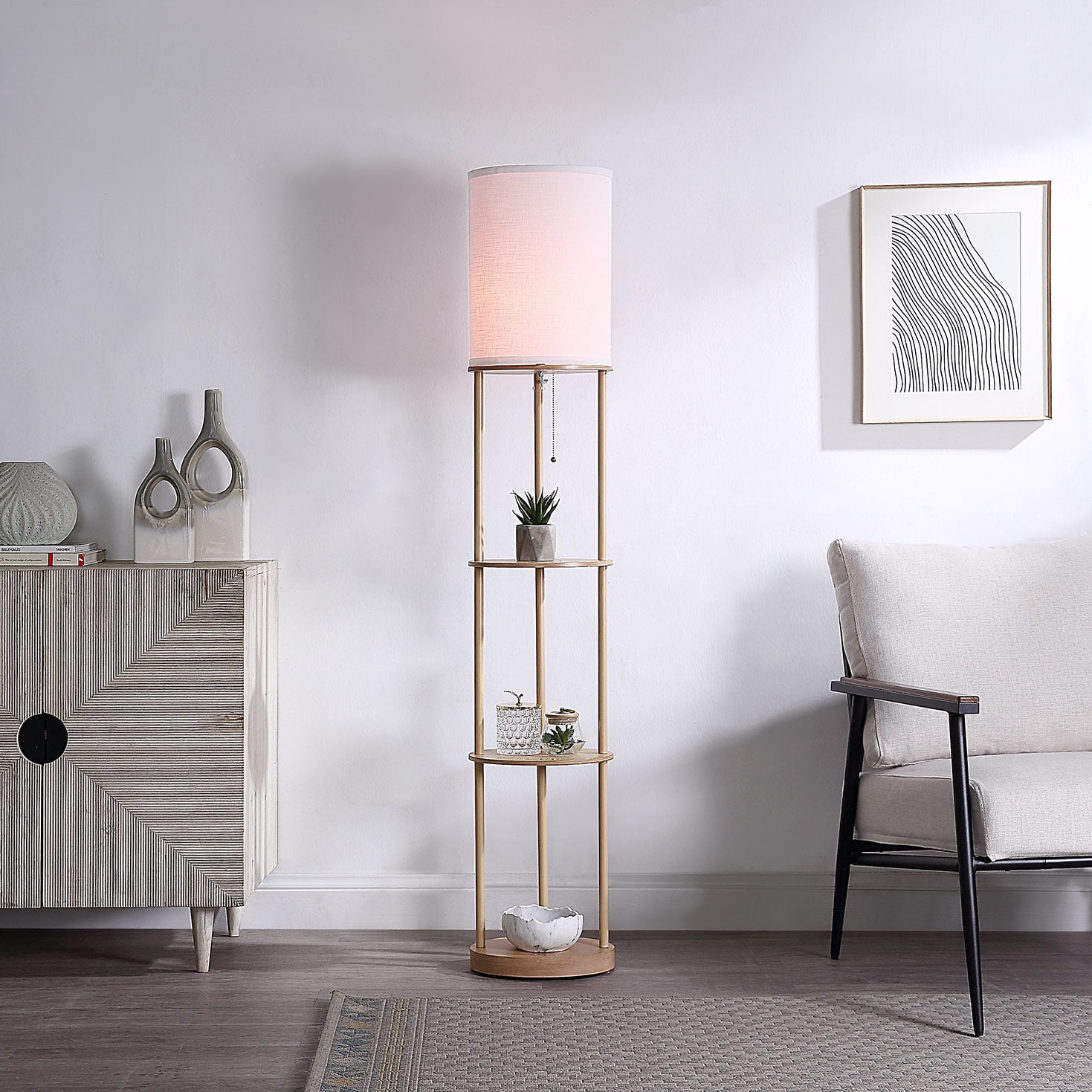 Mainstays 62 in tall shelf floor lamp deals