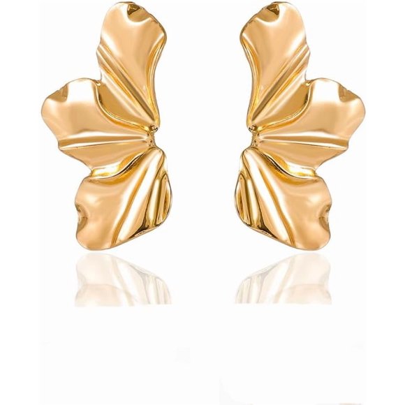 czcpp-Gold Flower Earrings Statement Earrings for Women Elegant Floral Jewelry for Women Gold Statement Earrings Unique Flower Design