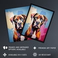 thumbnail image 2 of Brindle Boxer Dog Lover Gift Pet Portrait Blue Pink Orange Artwork Painting Unframed Wall Art Print Poster Home Decor Premium, 2 of 5